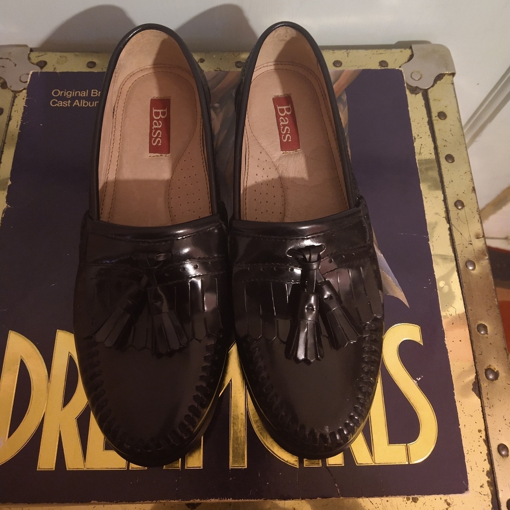 Bass Loafers Mens Leather Kiltie Tassel Slip On Shoes Mens Size 8.5
